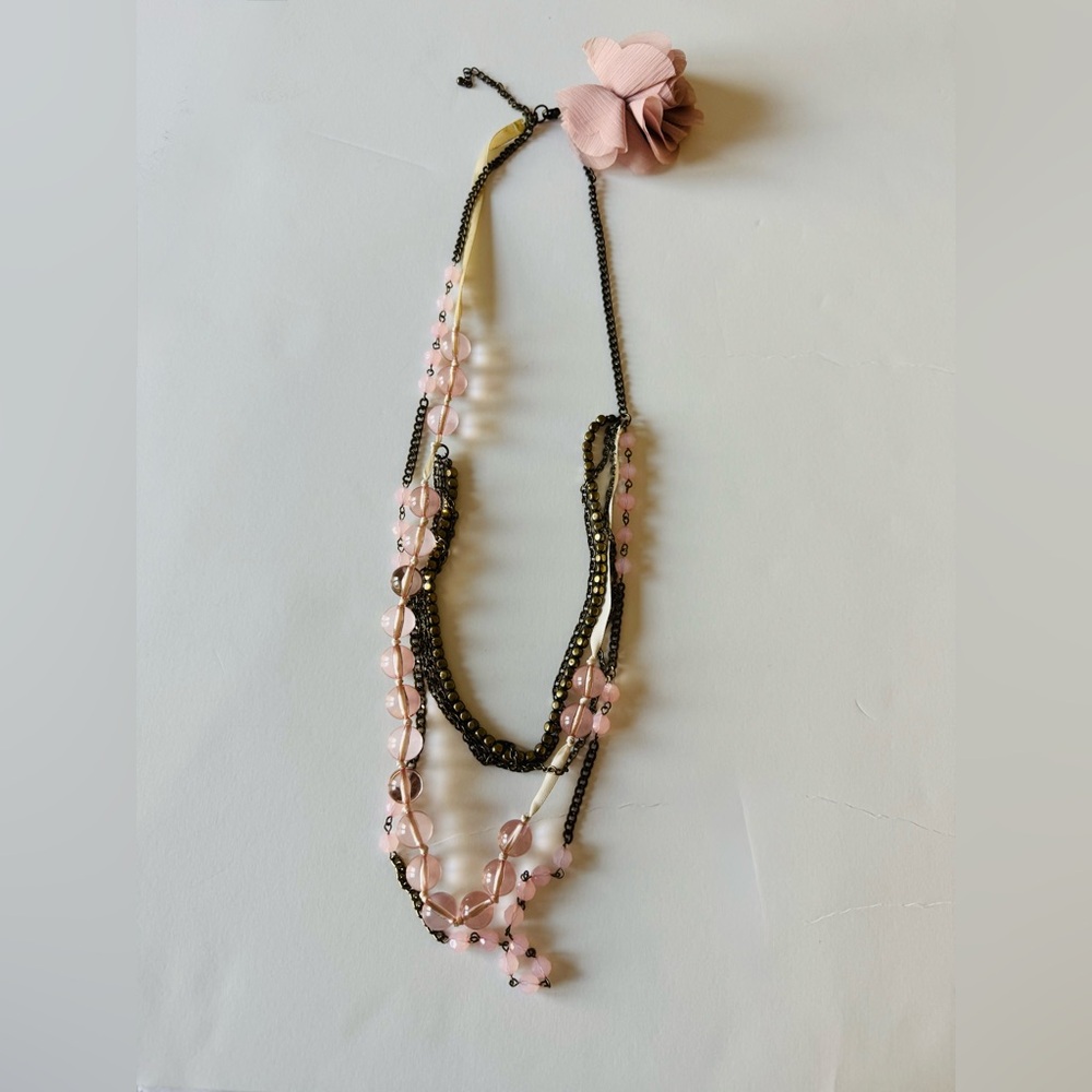 Elegant Pink and Black Beaded Necklace